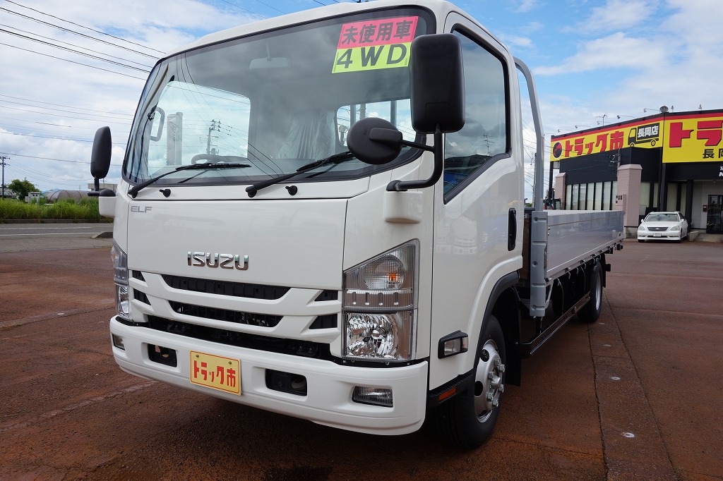 エルフ 3t 4wd Ffl ワイド超ロング アルミブロック 平ボディ 未使用車 トラック市 長岡店 日本全国対応