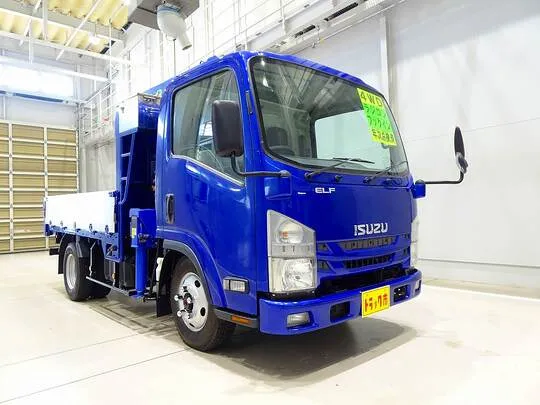 【年次点検済】エルフ 2t 4WD 高床 標準セミロング アルミブロック タダノ4段クレーン付