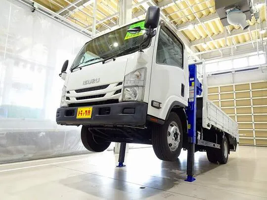 【年次点検済】エルフ 3.4t 高床 ワイドロング タダノ4段セルフクレーン付