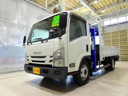 【年次点検済】エルフ 3.4t 高床 ワイドロング タダノ4段セルフクレーン付
