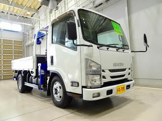 【年次点検済】エルフ 3t 高床 標準セミロング タダノ4段クレーン付