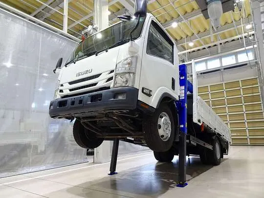 エルフ 3.5t 高床 ワイドロング タダノ4段セルフクレーン付