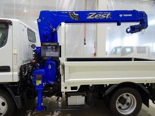 【年次点検済】キャンター 2t 全低床 標準 タダノ3段クレーン付